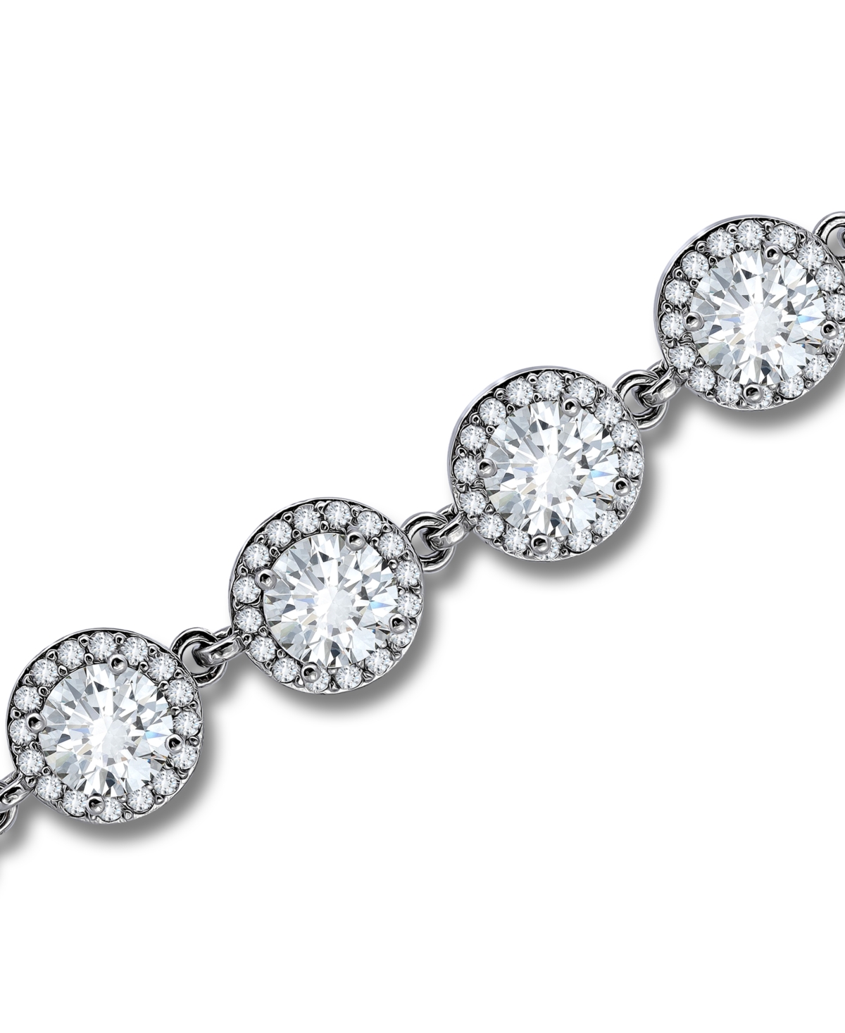Macy's Cubic Zirconia Round Halo Link Bracelet In Silver