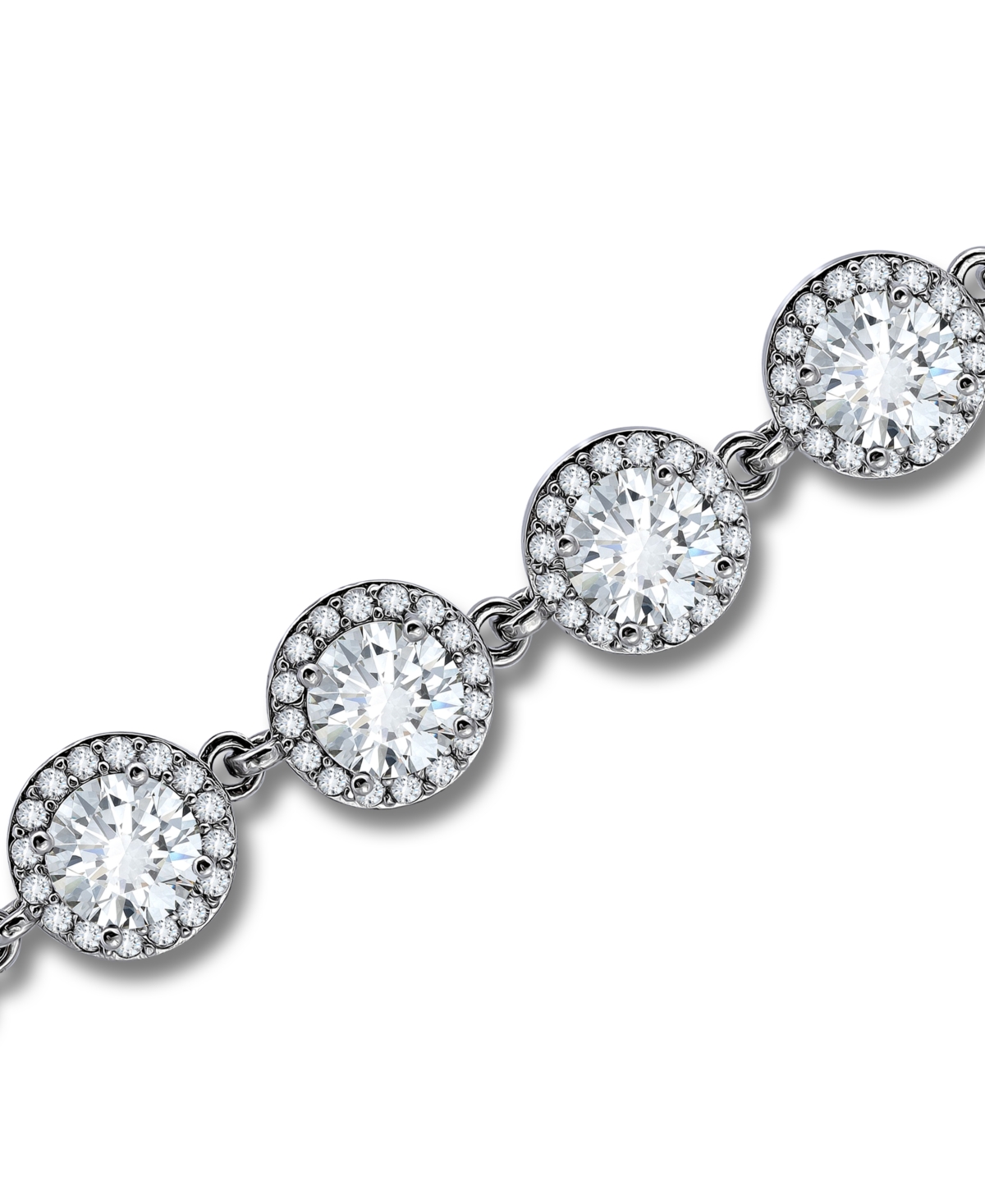 Shop Macy's Cubic Zirconia Round Halo Link Bracelet In Silver