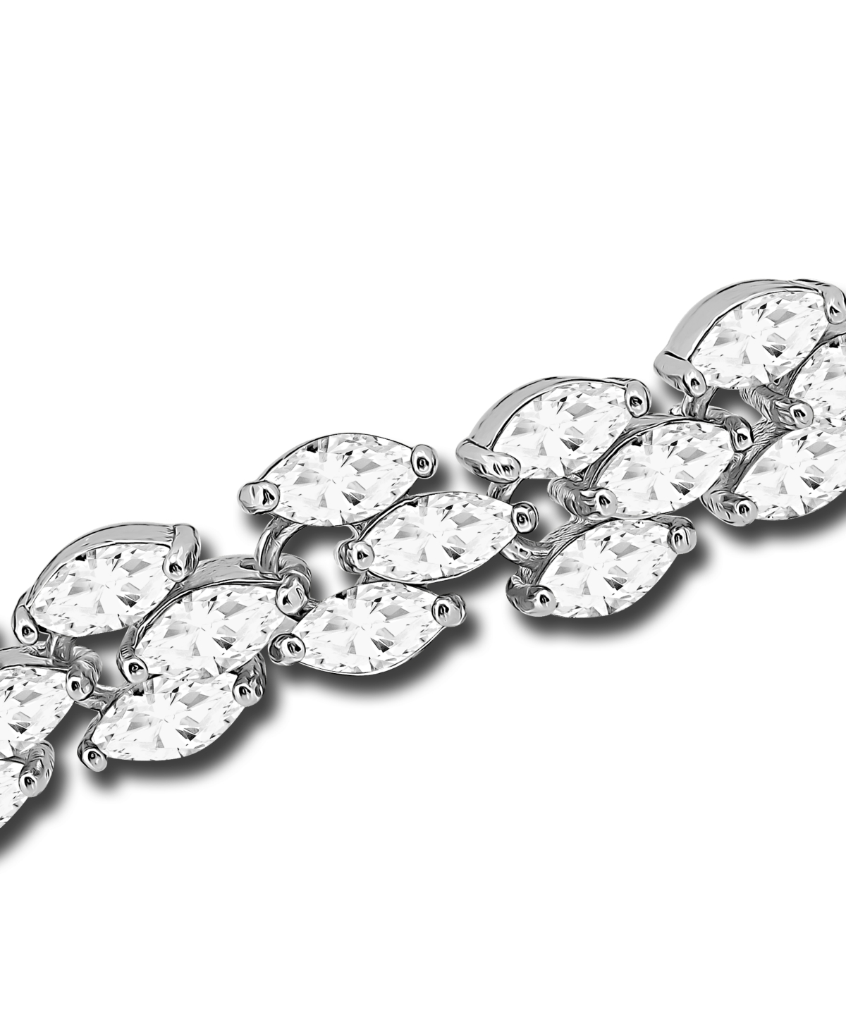 Macy's Cubic Zirconia Marquise Stone 3 Row Bracelet In Silver
