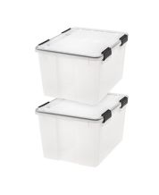 Iris Usa 4pack 91qt Christmas Plastic Storage Bins With Lids And Secure  Latching Buckles, Clear/red : Target