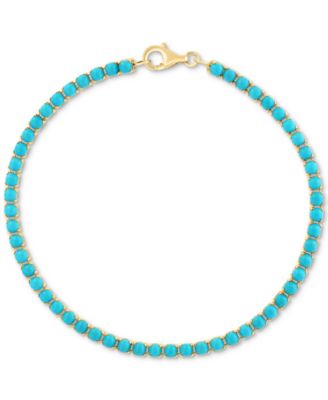 EFFY&reg; Turquoise Bead Link Tennis Bracelet in 14k Gold