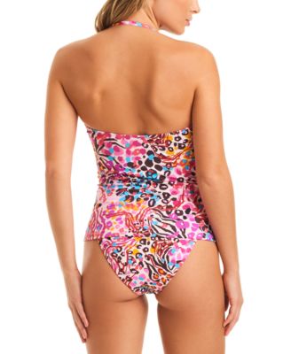 Shop Jessica Simpson Printed Bandeau Tankini Bikini Bottom In Pink Multi