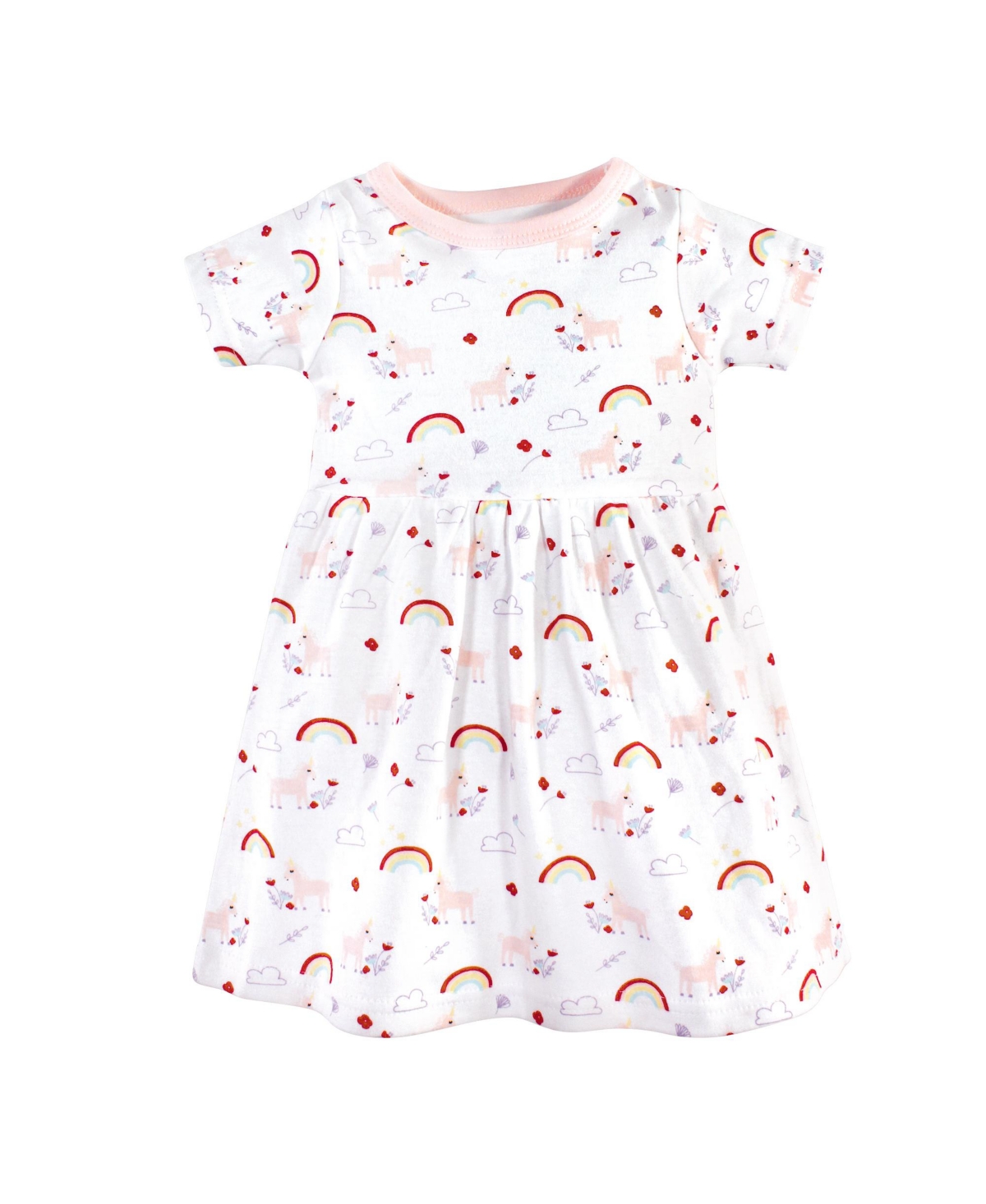 Luvable Friends Toddler Girls Cotton Short-Sleeve Dresses 2pk,- Unicorn