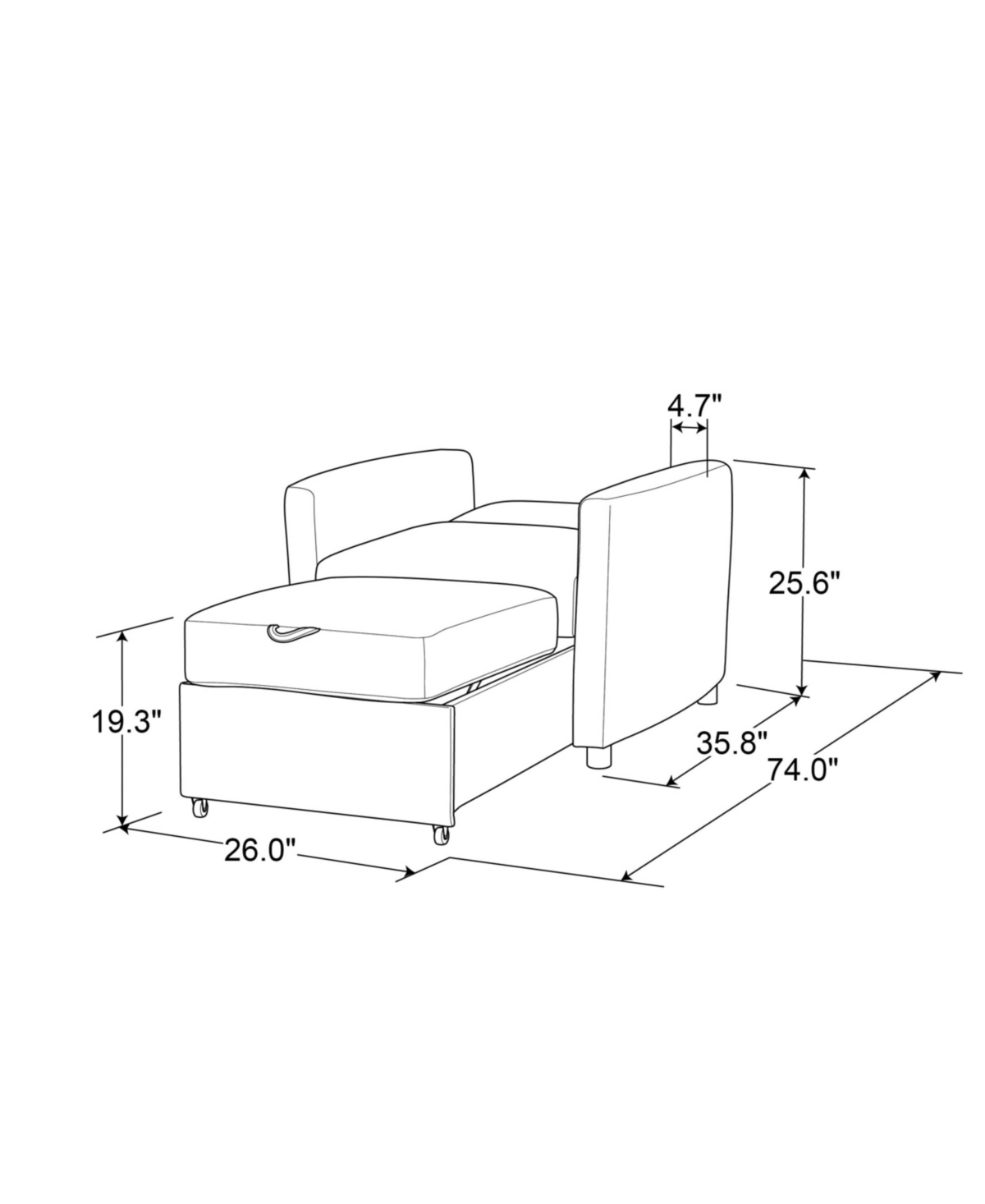 Serta Ivar 36" Convertible Chair In Gray