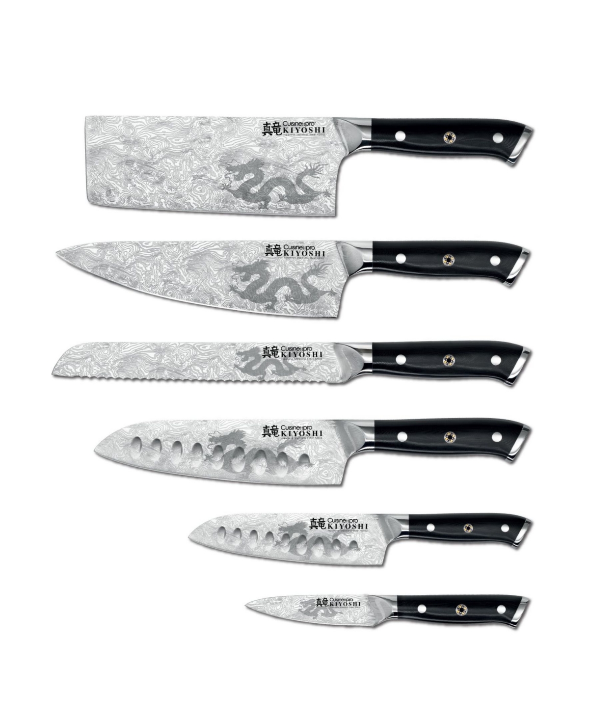 Cuisine::pro Kiyoshi Kiyo Steel 7 Piece Knife Block Set In Silver,black