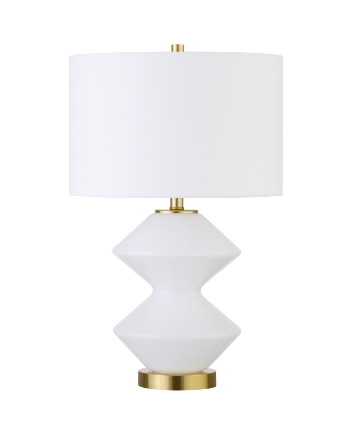 Hudson & Canal Caserta 22.75" Tall Double Gourd Lamp With Linen Shade In Matte White,brass