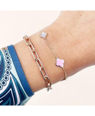 Mini Pink Mixed Clover Bracelet 14K Gold