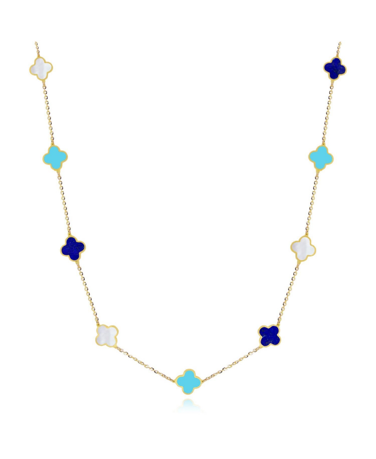 Mini Blue Mixed Clover Necklace - Open Miscellaneous