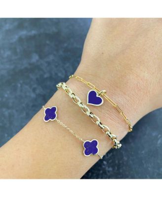 Small Lapis Clover Bracelet 14K Gold