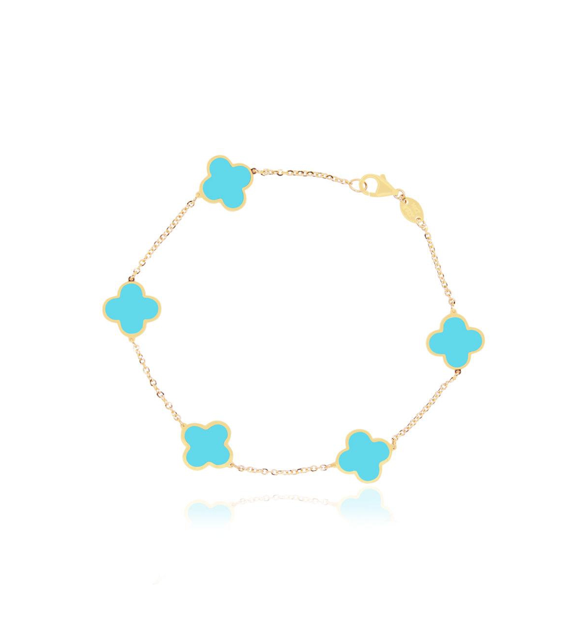 Small Turquoise Clover Bracelet - Turquoise/aqua