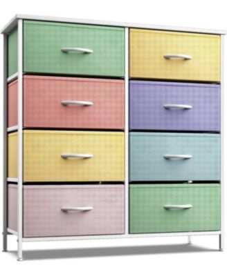  8 Drawers  Steel Frame & Wood Top Fabric Bins Storage Dresser Unit for Bedroom, Closet, Office