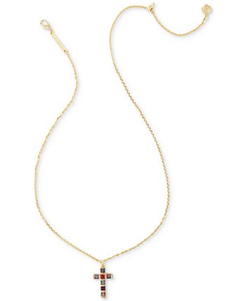 Kendra Scott Cross Pendant Necklace in Gold/Matte Lt Blue main image 1