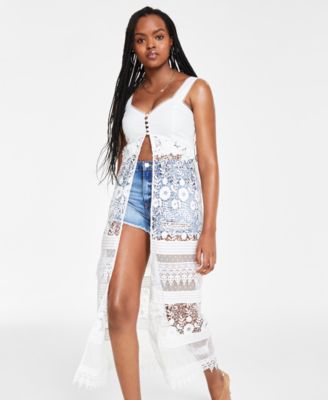 GUESS - Women's Jolene Lace Sleeveless Duster