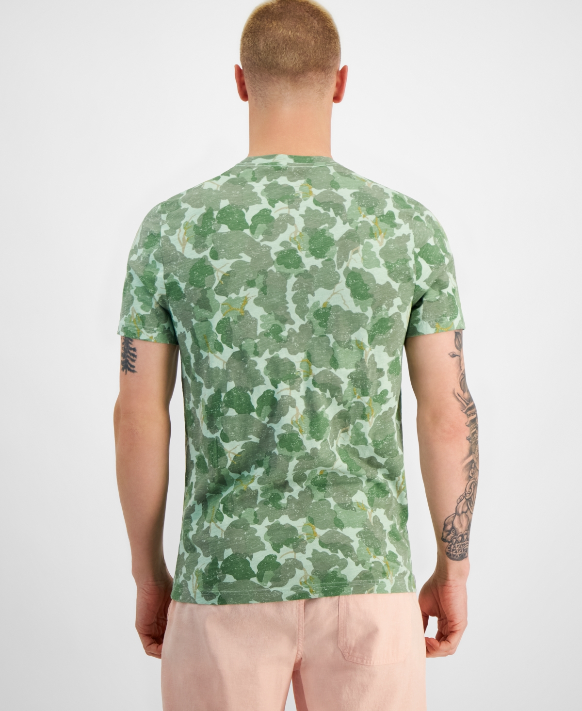Shop Sun + Stone Men's Short Sleeve Crewneck Leaf Camo T-shirt, Created For Macy's In Kale Garden