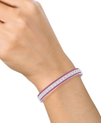 Sapphire (1-3/4 ct. t.w.) & Diamond (1/10 ct. t.w.) Bangle Bracelet in Sterling Silver (Also Available in Ruby & Emerald)