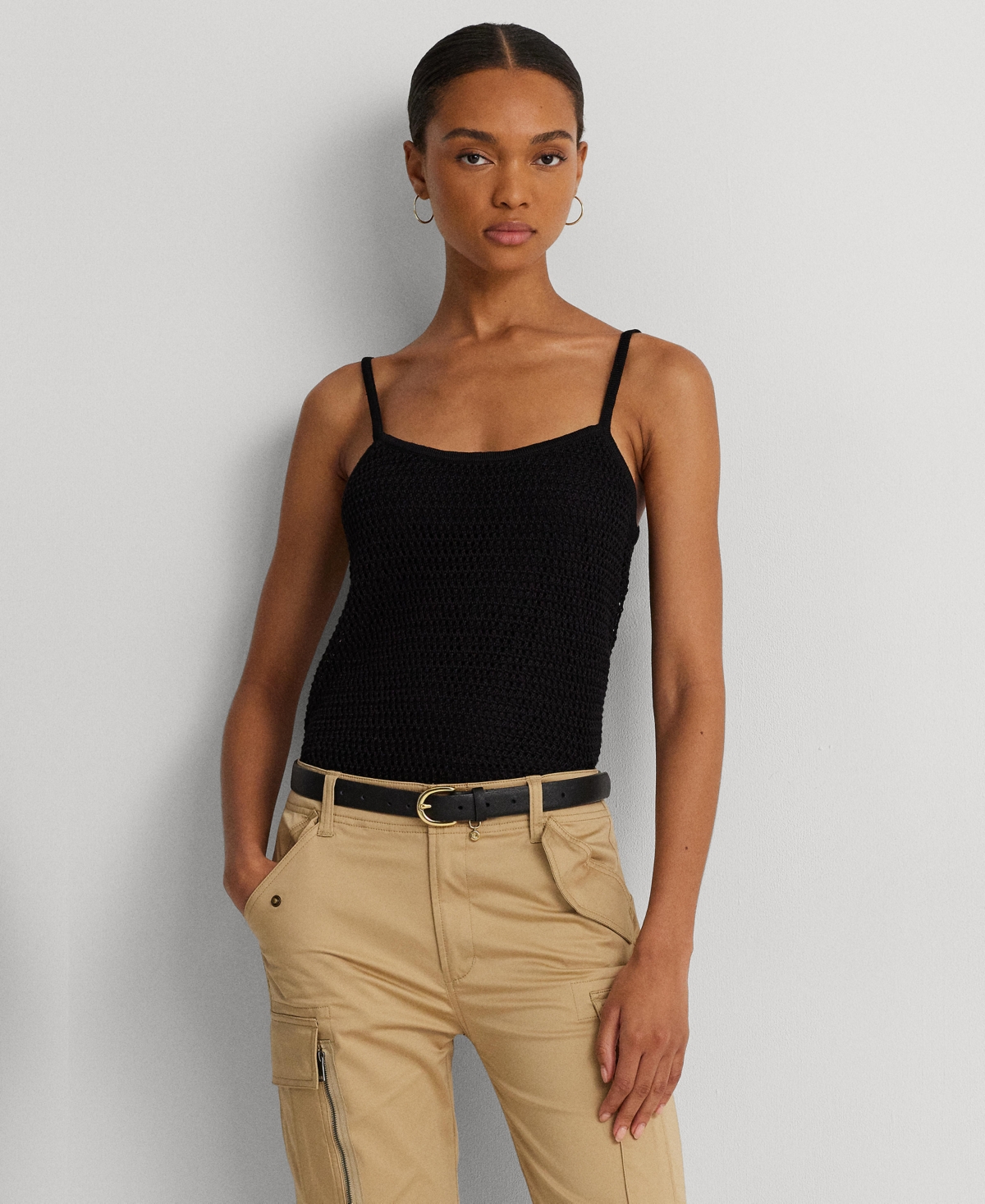 Lauren Ralph Lauren Women's Linen-blend Sweater Tank Top In Black