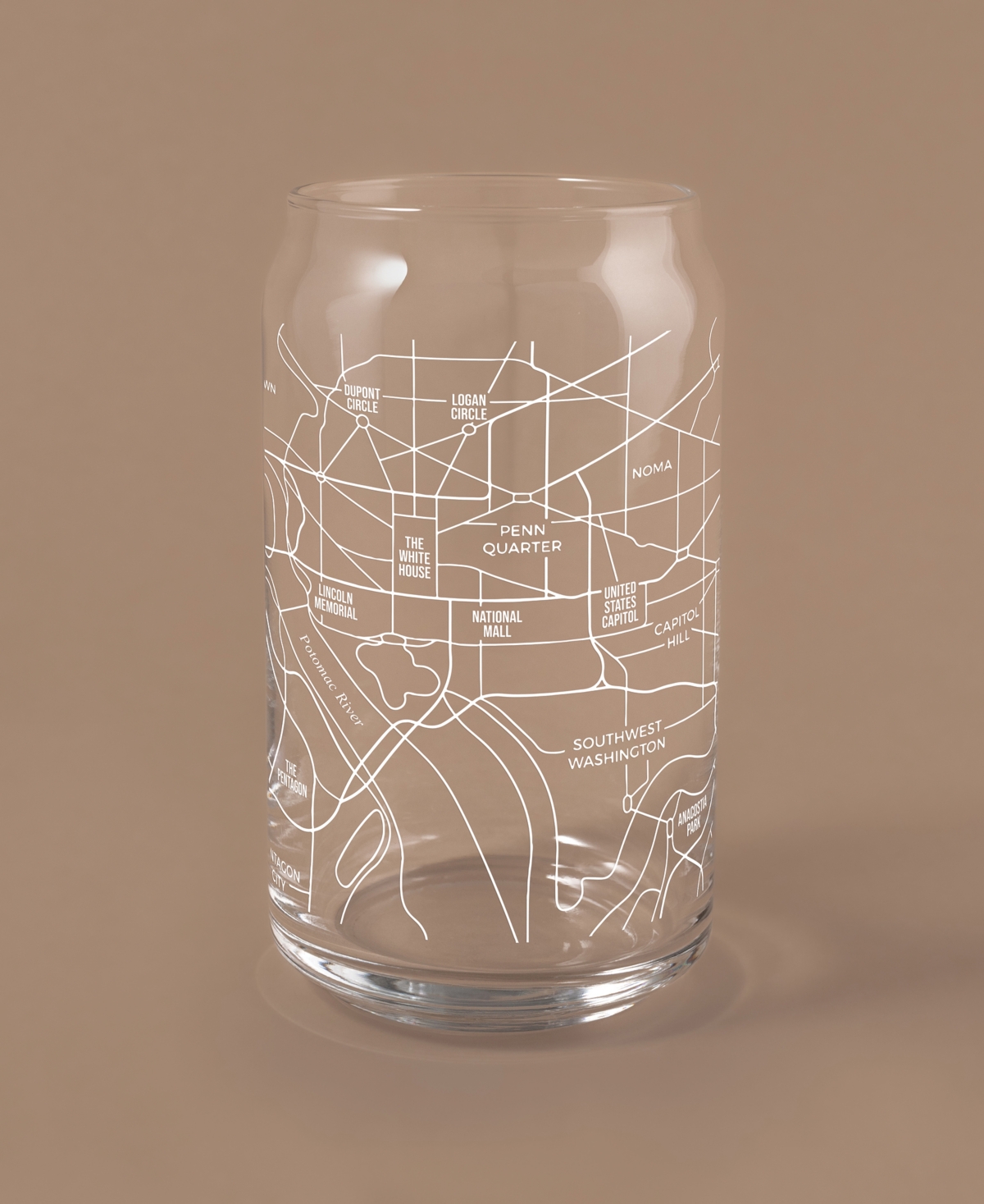Shop Narbo The Can Washington Dc Map 16 oz Everyday Glassware, Set Of 2 In White