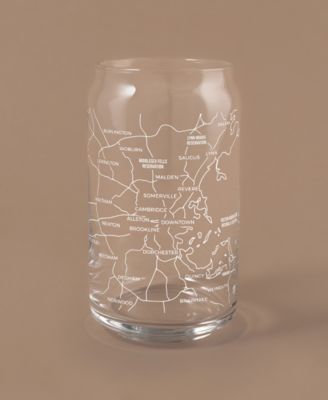 THE CAN Boston Map 16 oz Everyday Glassware, Set of 2