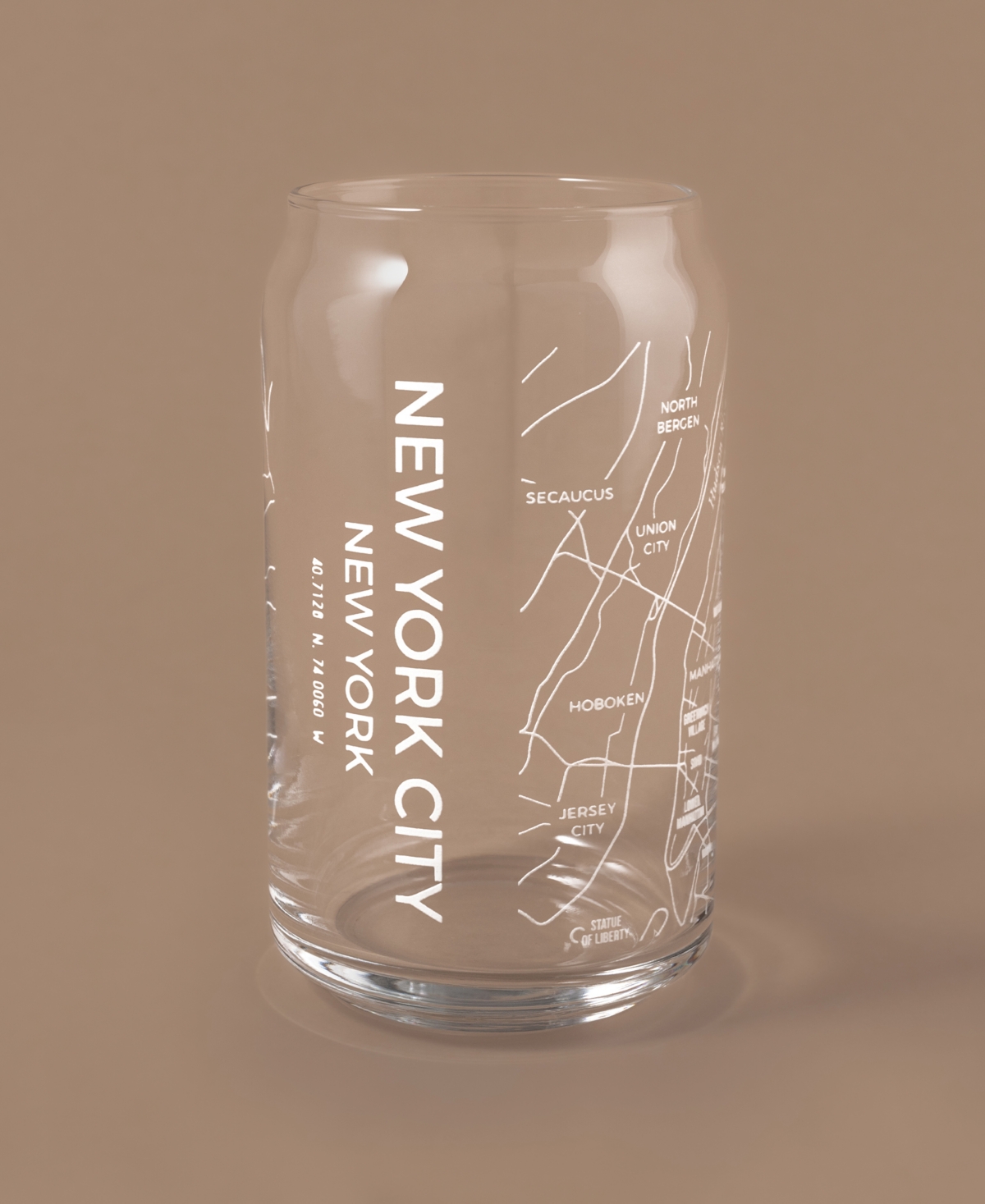 Narbo The Can New York City Map 16 oz Everyday Glassware, Set Of 2 In White