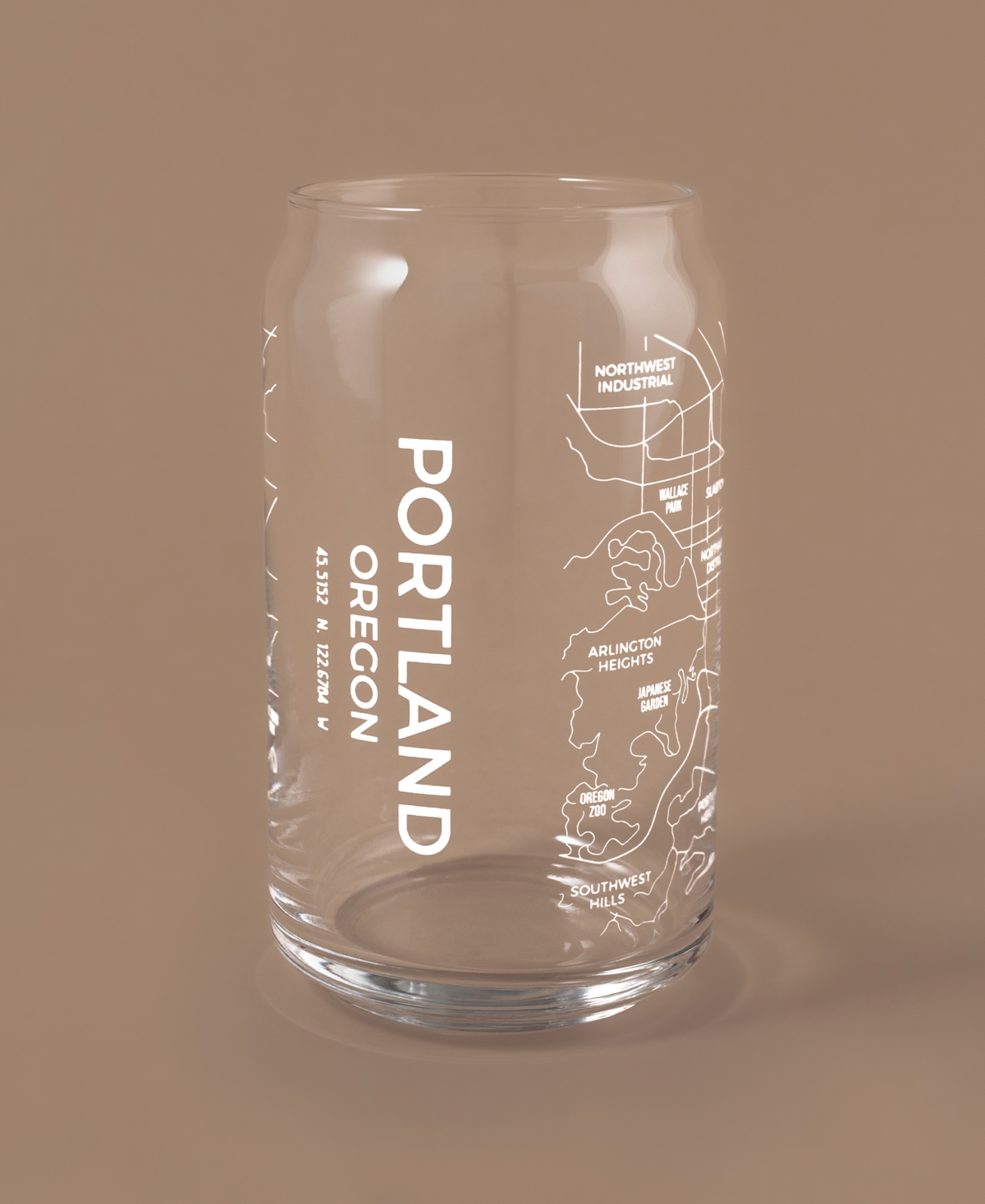 Shop Narbo The Can Portland Or Map 16 oz Everyday Glassware, Set Of 2 In White
