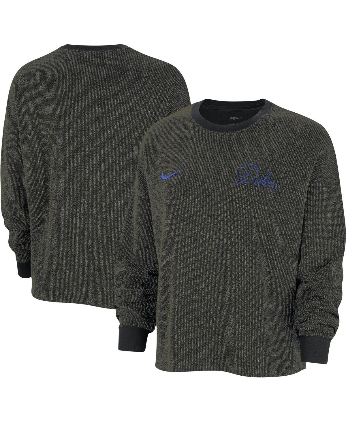 Women's Nike Black Duke Blue Devils Yoga Script Pullover Sweatshirt - Black