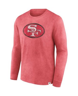 Men's Scarlet Distressed San Francisco 49ers Washed Primary Long Sleeve T-shirt