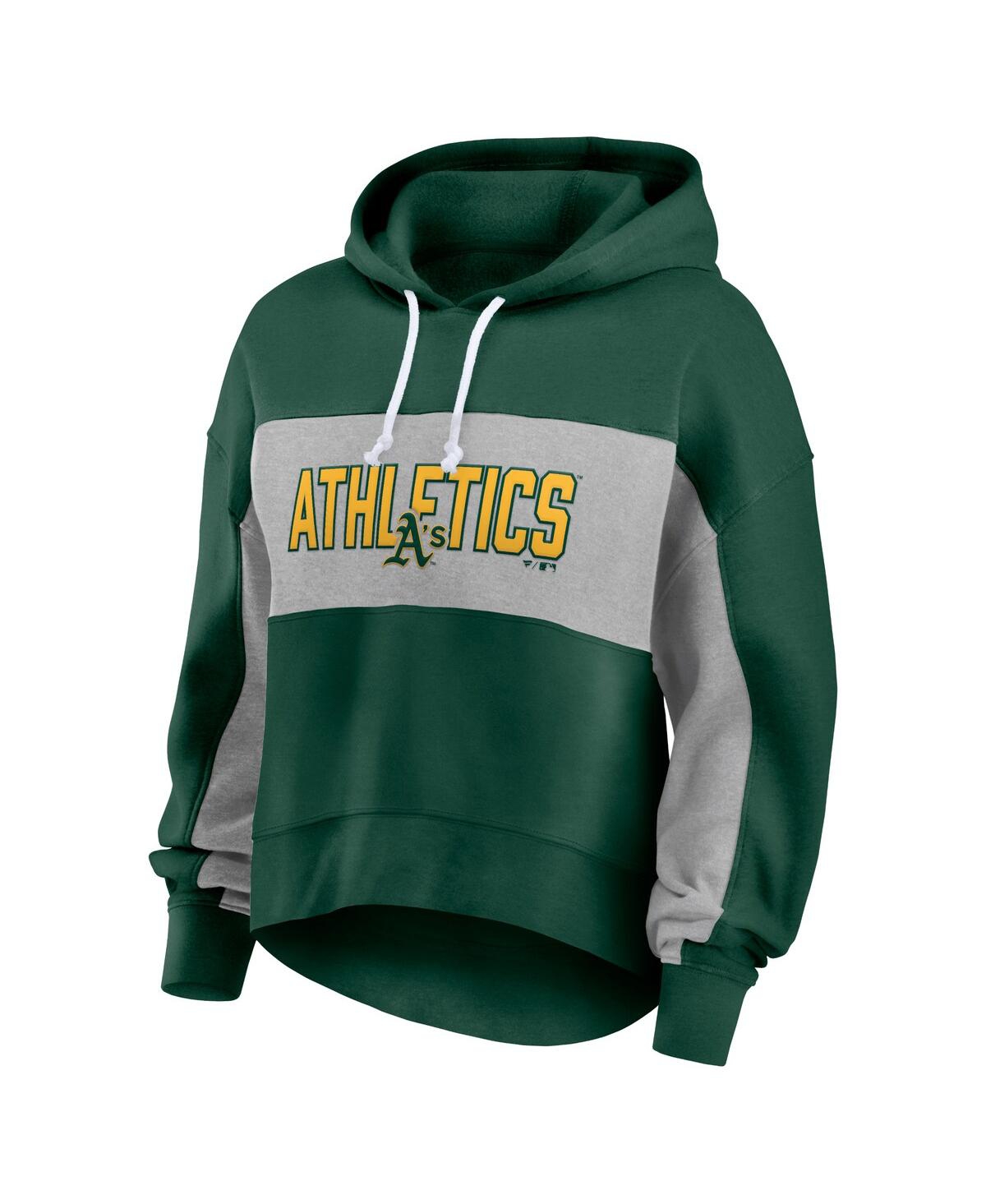 Shop Fanatics Women's  Green Oakland Athletics Filled Stat Sheet Pullover Hoodie