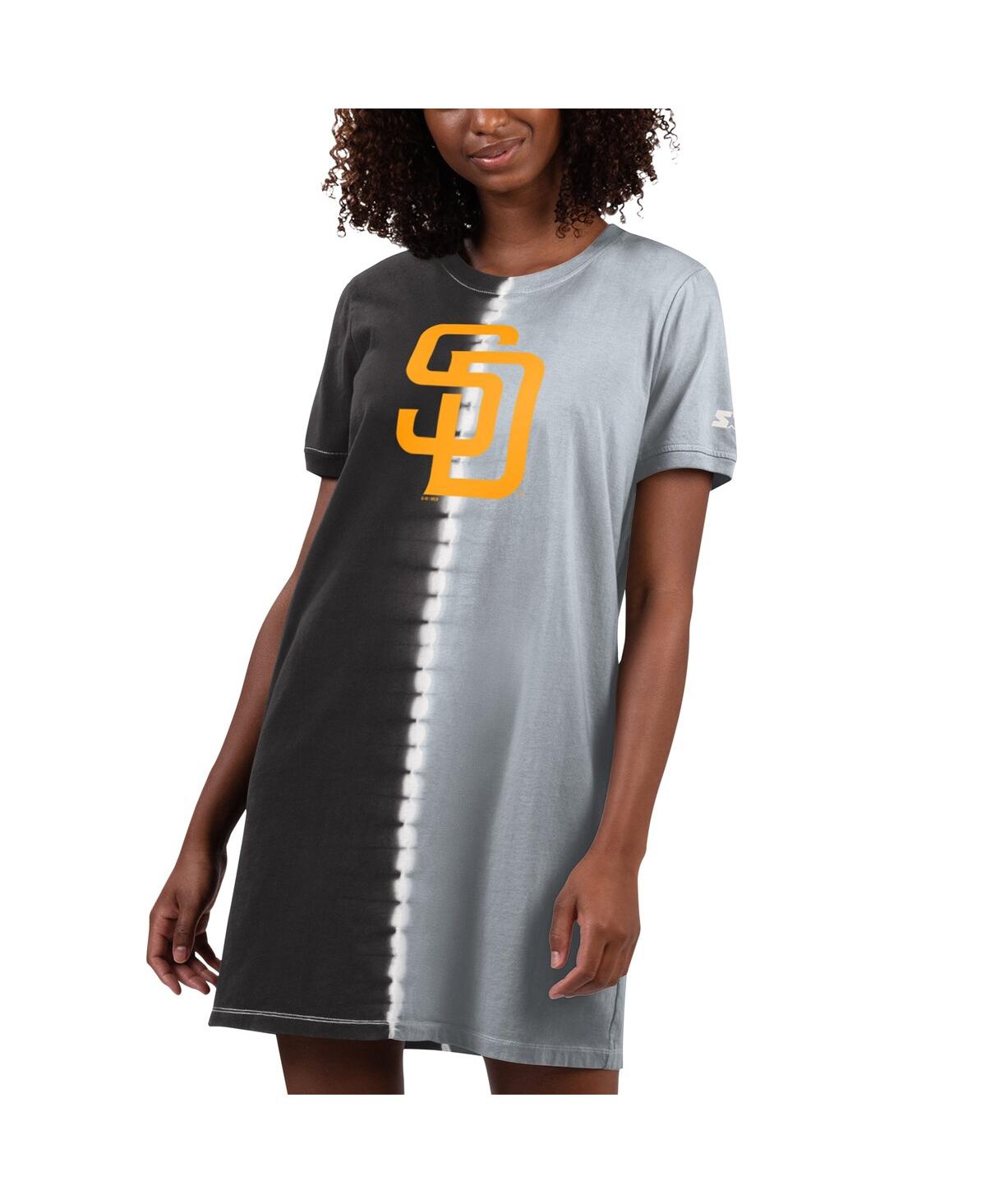 Shop Starter Women's  Black, Gray San Diego Padres Ace Tie-dye Sneaker Dress In Black,gray