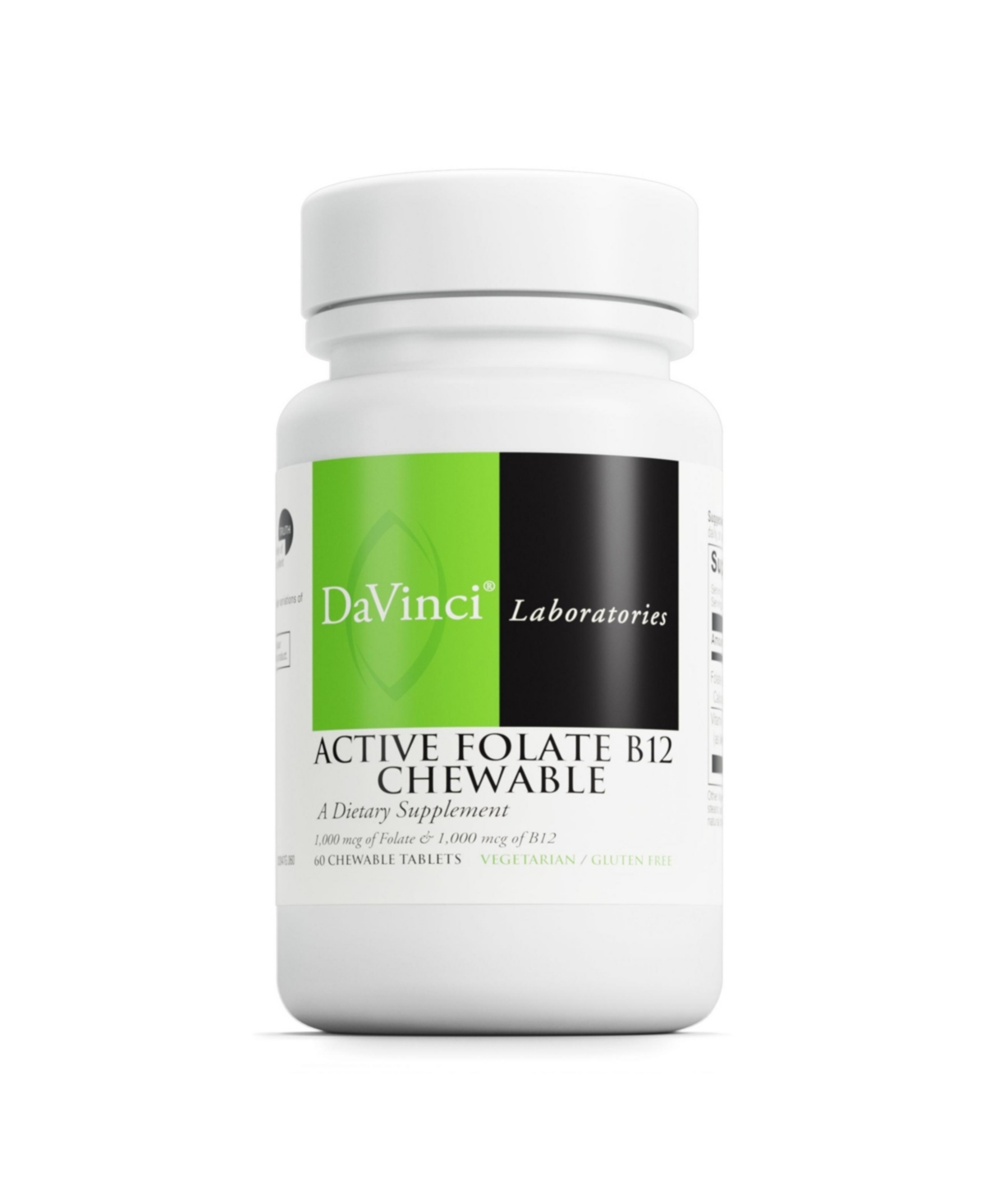 DaVinci Labs Active Folate B12 Chewable - Dietary Supplement to Support Heart Health, Healthy Nerves, Immune Function and Energy Production - With Fol