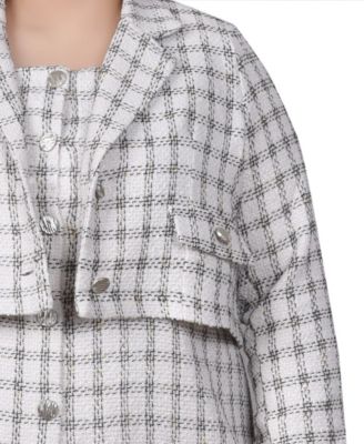 Plus Size Long Sleeve Jacket and Tweed Dress, 2 Piece Set