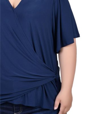 Plus Size Short Sleeve Wrap Top
