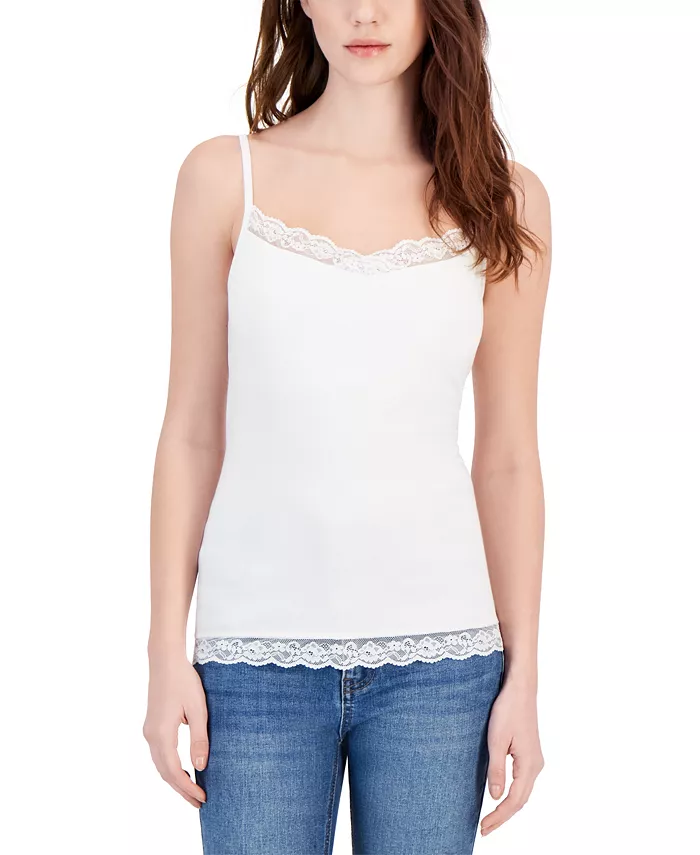 Women's Lace-Trim Shelf-Bra Tank Top