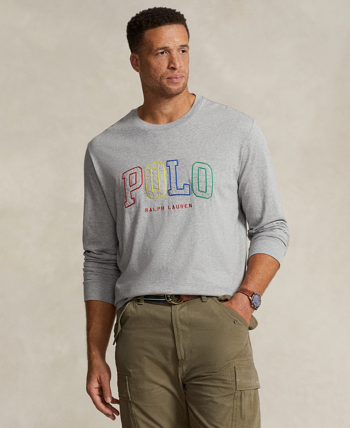 Polo Ralph Lauren Logo Jersey Long-sleeve T-shirt In Andover Heather
