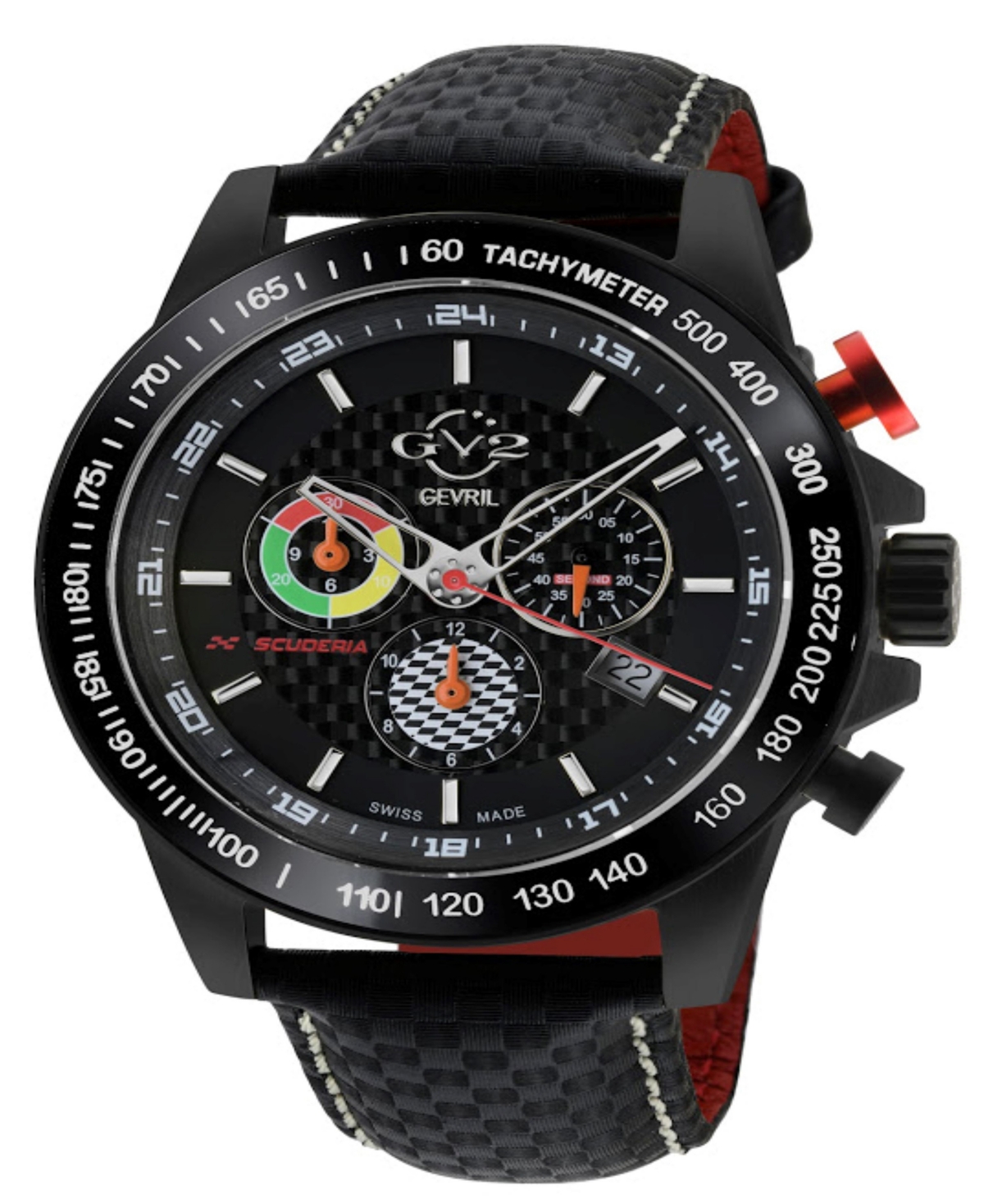 Gv2 By Gevril Men's Scuderia Black Leather Watch 45mm