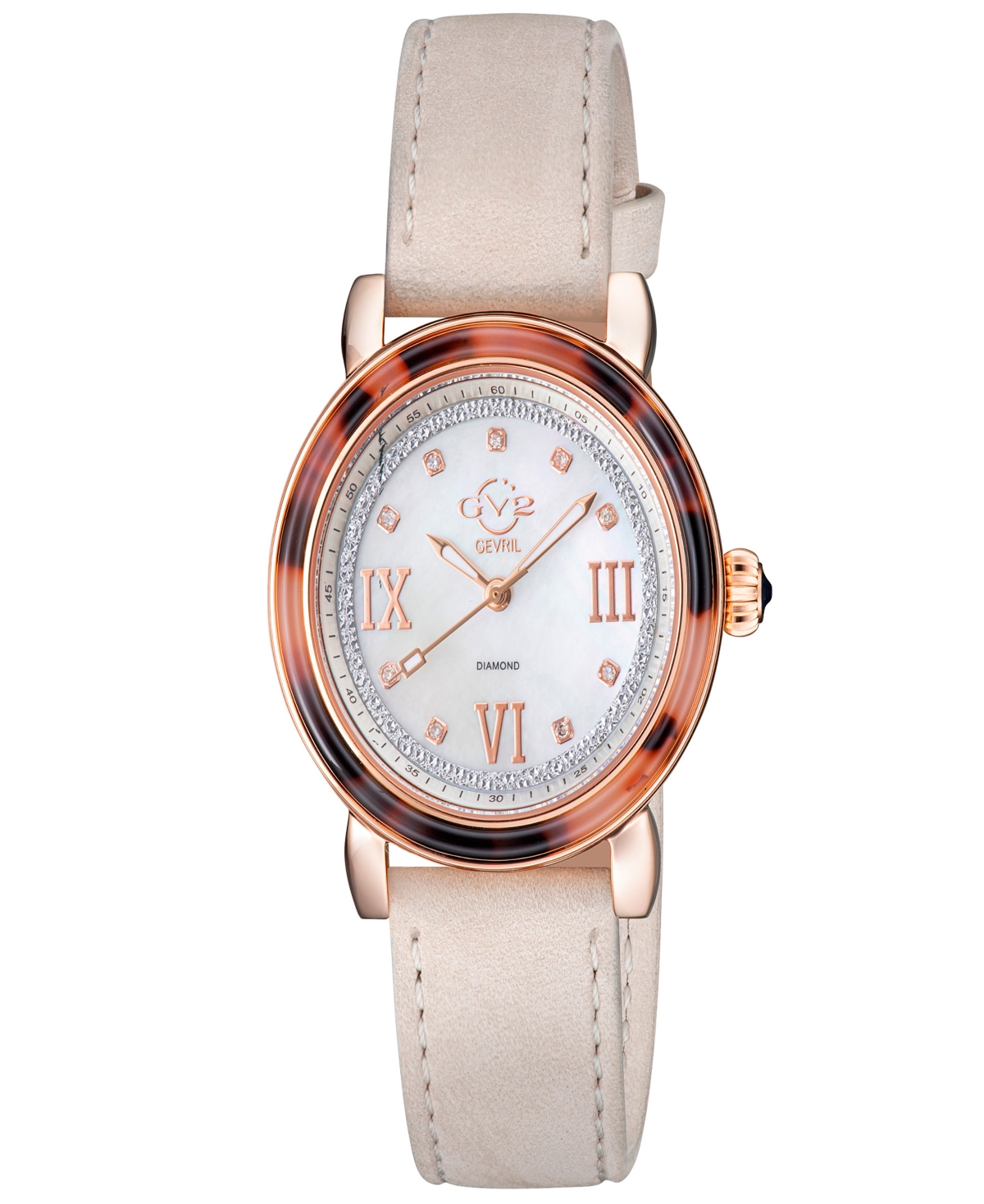 Gv2 By Gevril Women's Marsala Tortoise Ivory Leather Watch 36mm