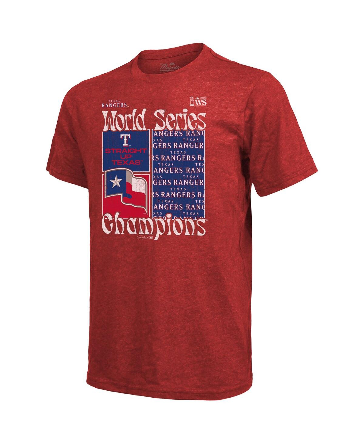 Men's Majestic ThreadsTexas Rangers 2023 World Series Champions Square Logo T-shirt - Red