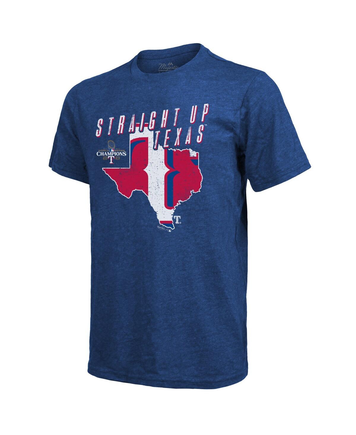 Majestic Men's  Threads Royal Texas Rangers 2023 World Series Champions Local State Of Mind Tri-blend In Royal