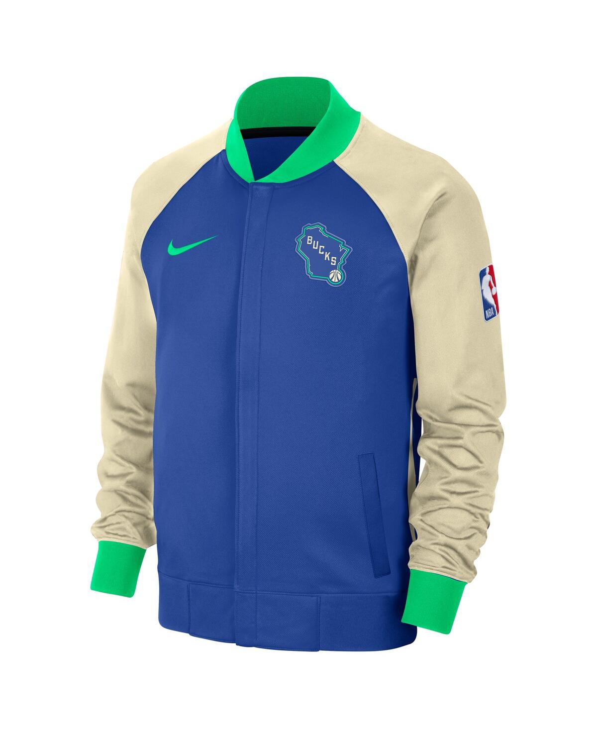 Men's NikeMilwaukee Bucks 2023/24 City Edition Authentic Showtime Performance Raglan Full-Zip Jacket - Royal