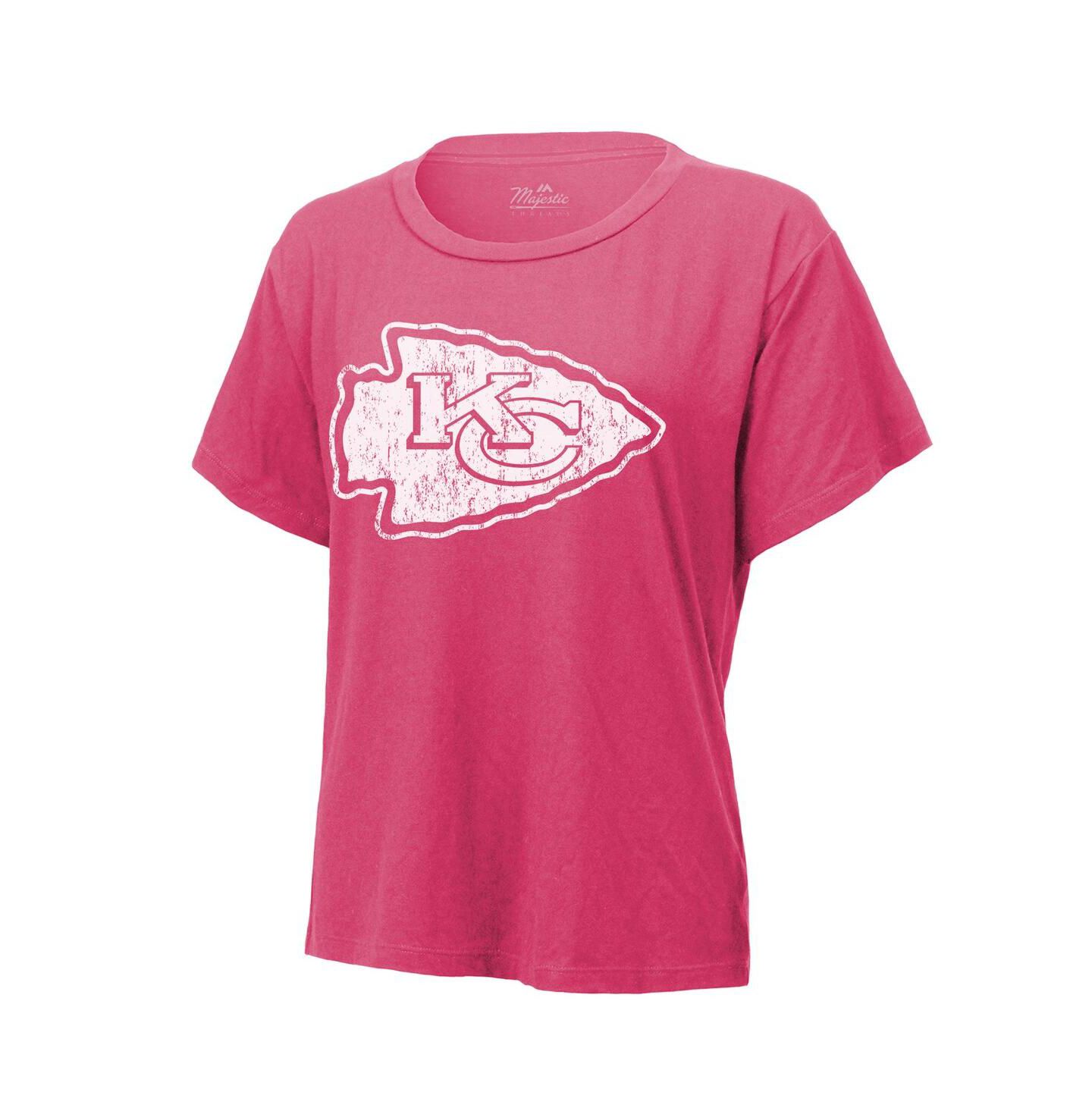 Женская футболка Majestic Threads Patrick Mahomes Pink Distressed Kansas City Chiefs Name and Number — фото 3