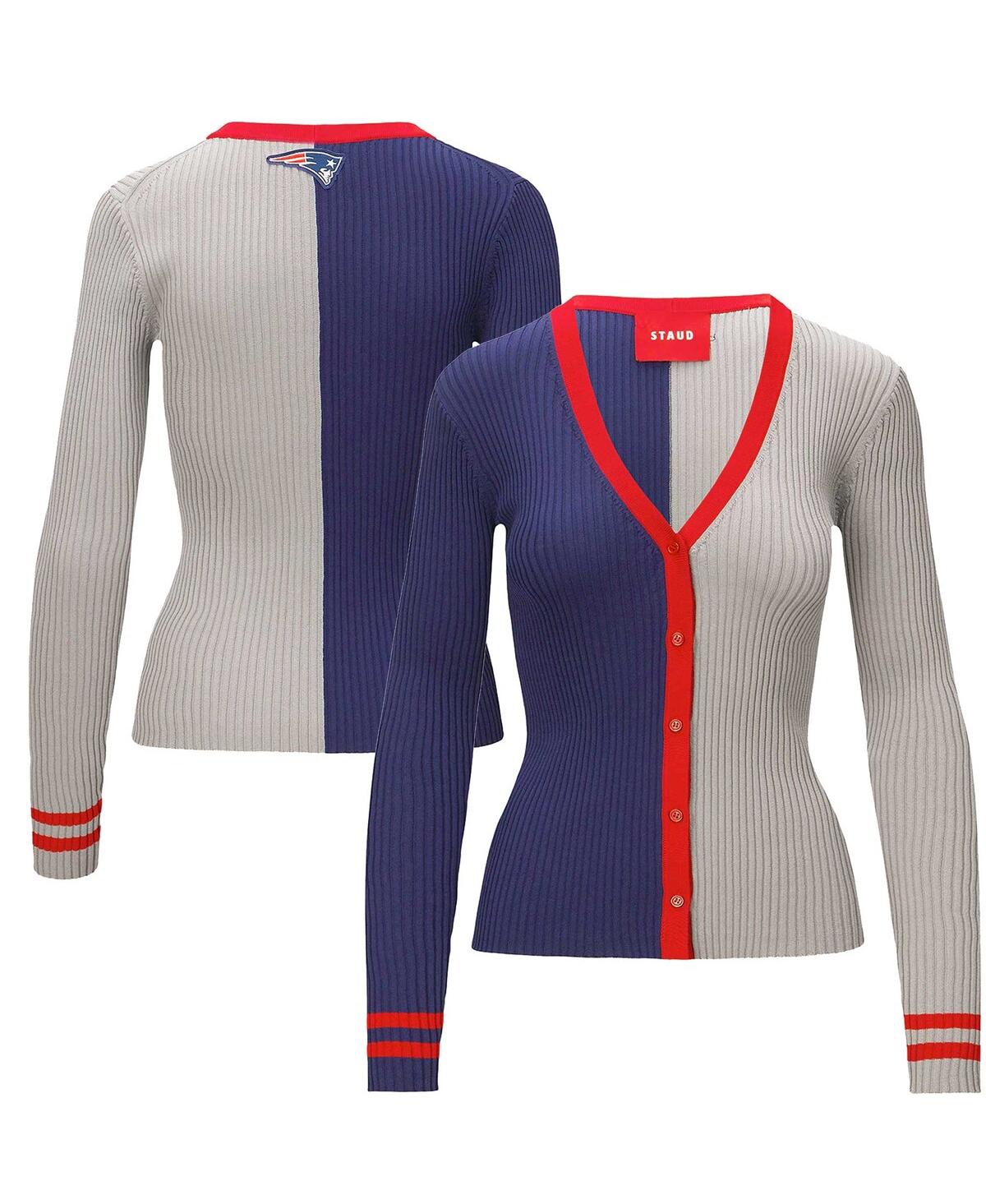 Shop Staud Women's  Navy, Gray New England Patriots Cargo Sweater In Navy,gray