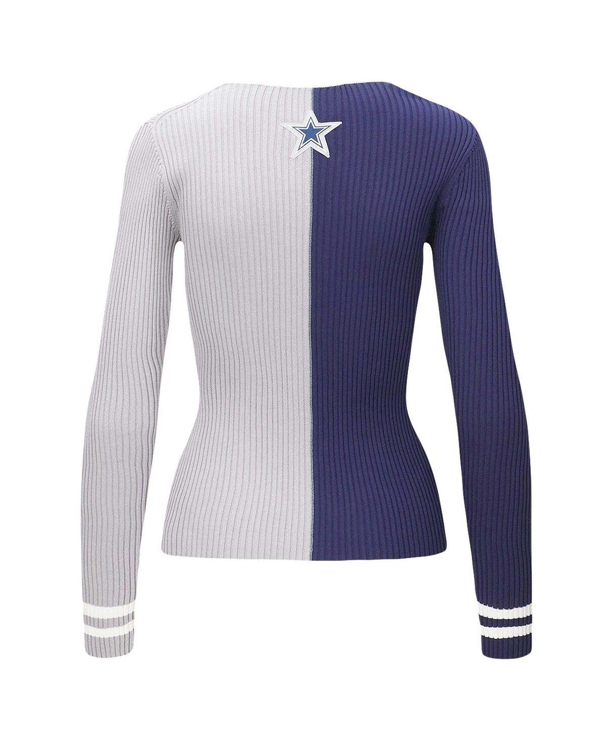 Shop Staud Women's  Navy, White Dallas Cowboys Cargo Sweater In Navy,white