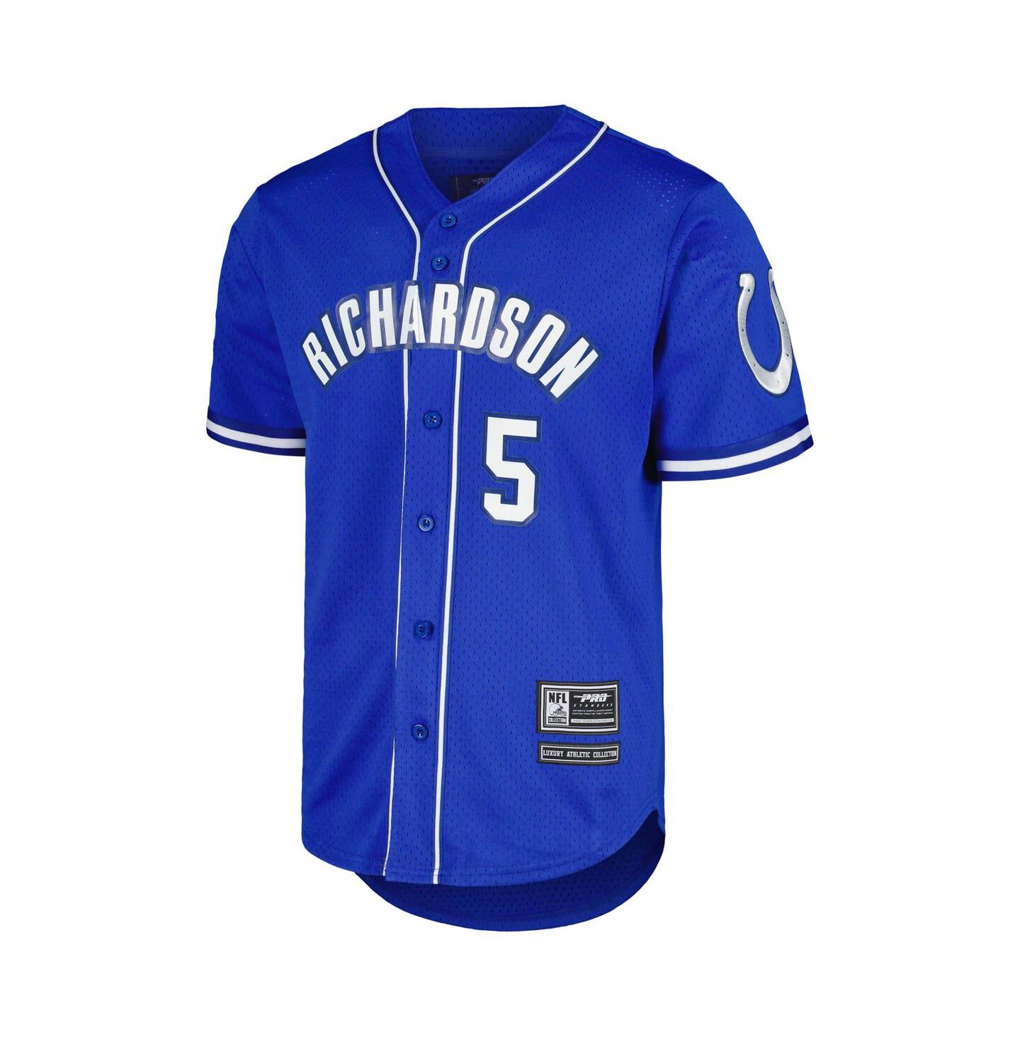 Мужская футболка Pro Standard Anthony Richardson Royal Indianapolis Colts Mesh Baseball Button-Up — фото 3