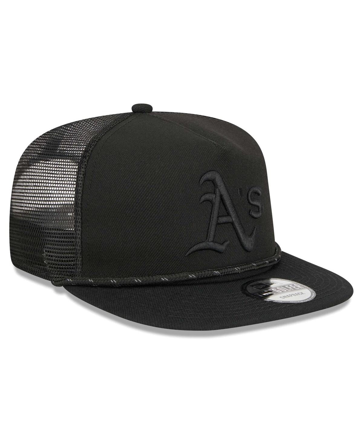 Shop New Era Men's  Oakland Athletics Black On Black Meshback Golfer Snapback Hat