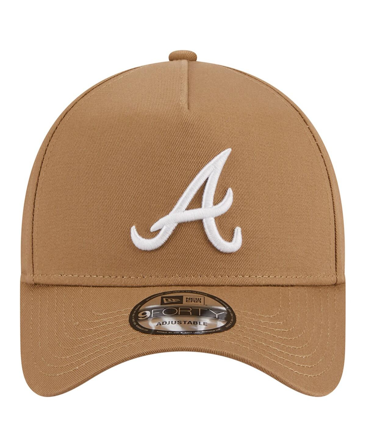 NEW ERA MEN'S NEW ERA KHAKI ATLANTA BRAVES A-FRAME 9FORTY ADJUSTABLE HAT 