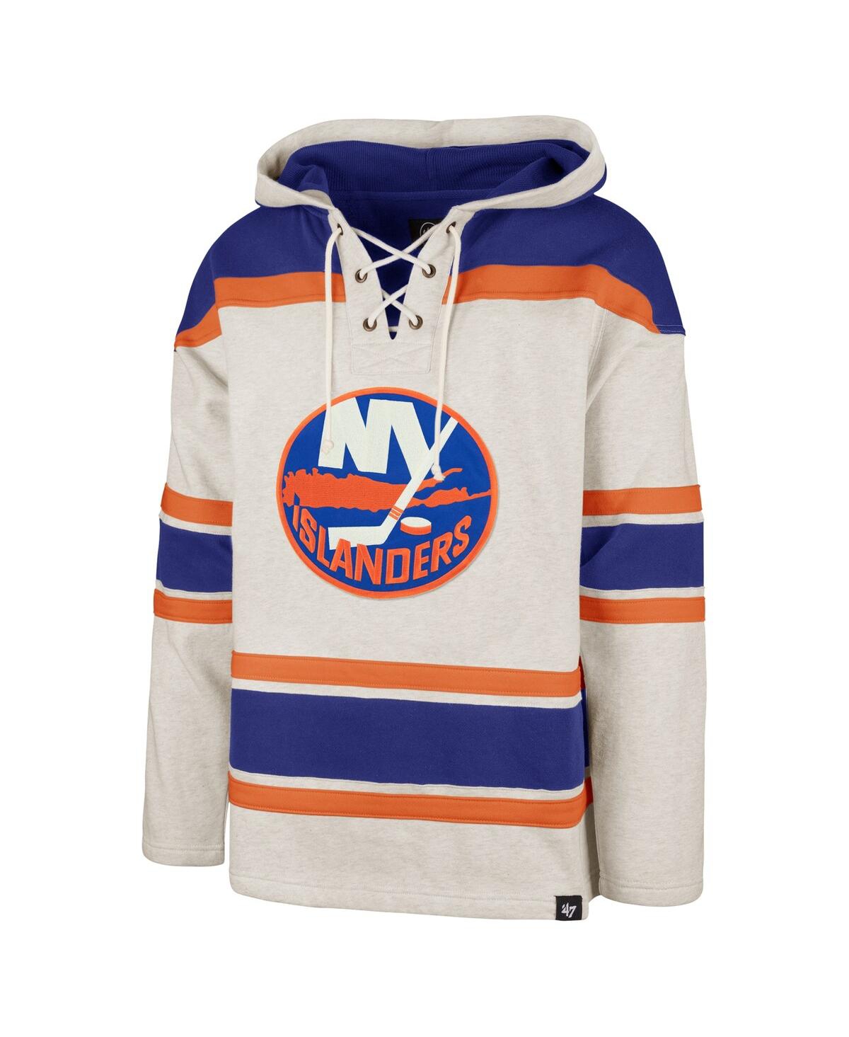 Men's '47 BrandNew York Islanders Rockaway Lacer Pullover Hoodie - Oatmeal