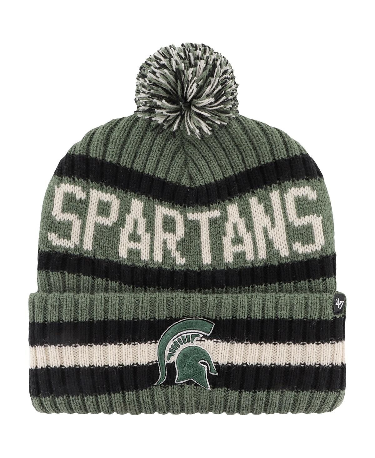Мужская зеленая вязаная шапка Appreciation Bering с манжетами и помпоном Michigan State Spartans OHT в стиле милитари