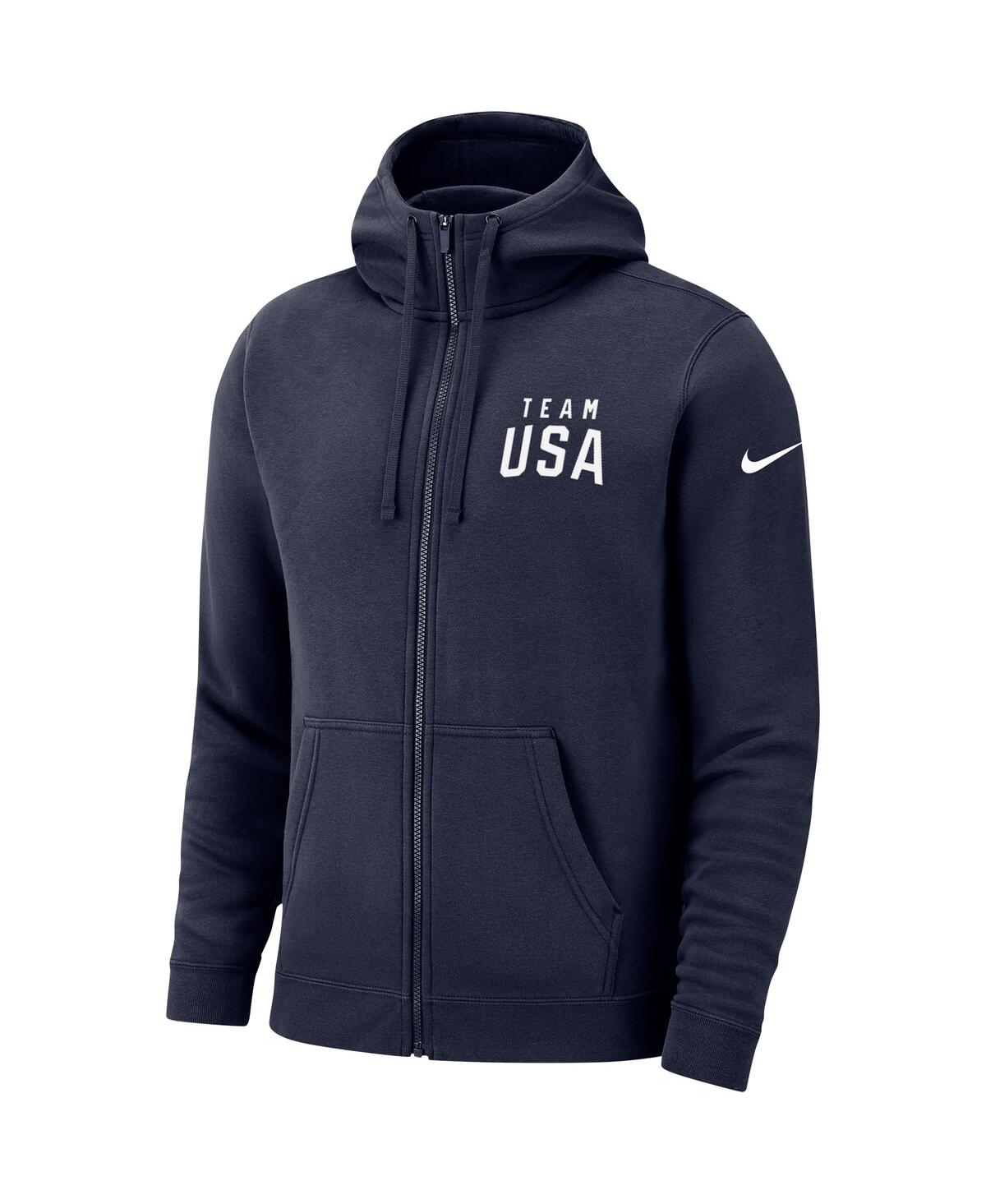 Shop Nike Men's  Navy Team Usa Club Fleece Full-zip Hoodie