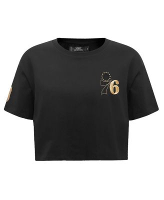 Women's Black Philadelphia 76ers Holiday Glam Boxy T-shirt