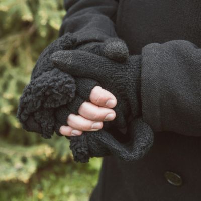 Men's Faux Fur Flip Mittens
