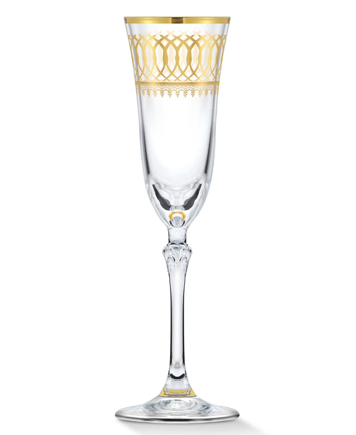 Lorren Home TrendsTone Embellished Champagne Flutes withTone Rings, Set of 4 - Gold